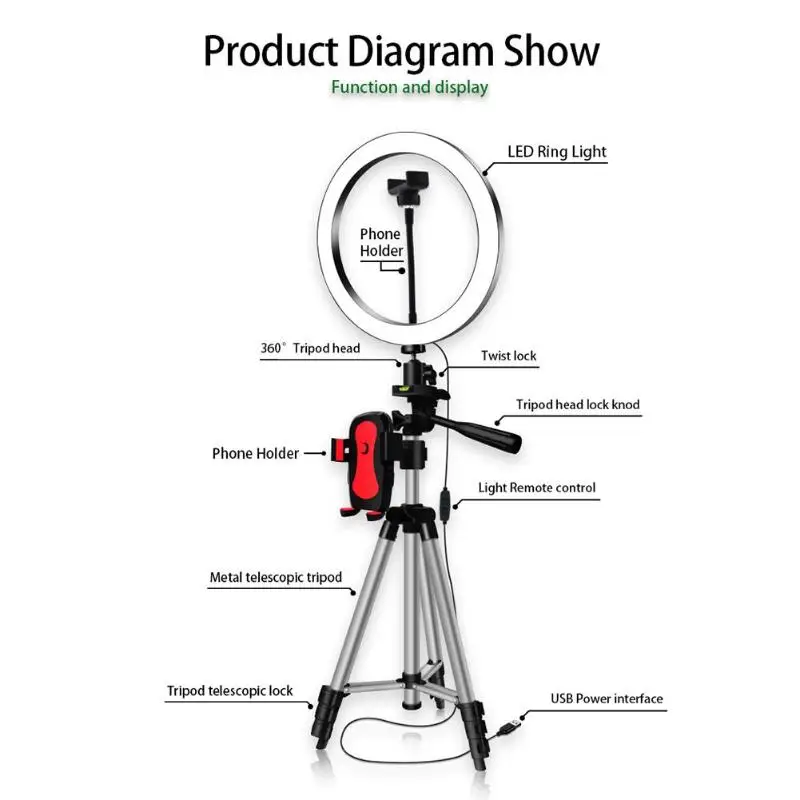 Фотостудия телефон стенд 3 режима затемнения светодиодный студийный камера кольцо легкий штатив селфи палка кольцо заполняющая лампа для селфи живое шоу
