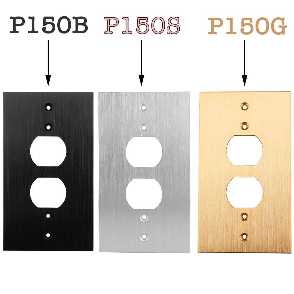 

One AC Power Duple Receptacles Wall Outlet Cover Aluminum Panel Plate P150S/G/B
