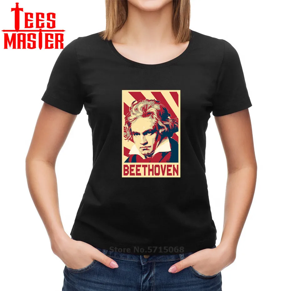 Бетховен Ретро агитационных футболка для женщин в винтажном стиле классические