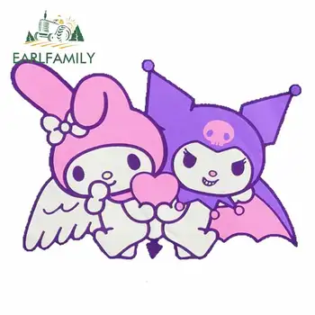 

EARLFAMILY 13cm x 9.2cm For My Melody Kuromi Car Styling Stickers Waterproof Decal Vinyl Material Decoration For JDM SUV RV