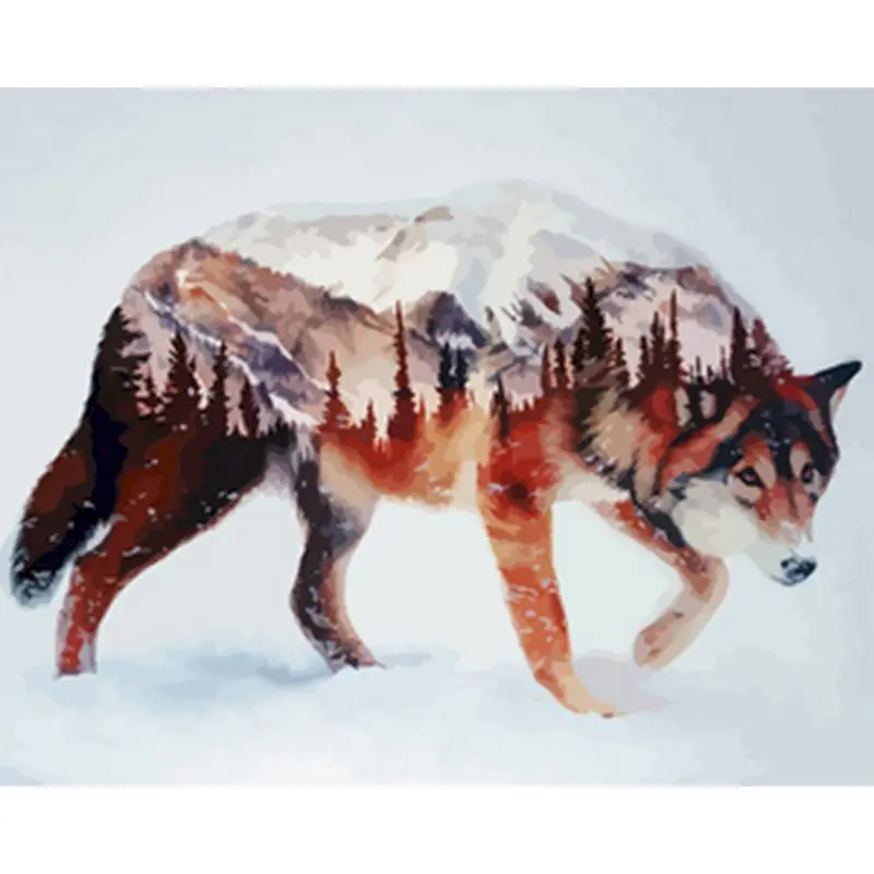

GATYZTORY Frame Wolf DIY Painting By Numbers Calligraphy Painting Acrylic Paint By Numbers Wall Art Picture For Home Decors