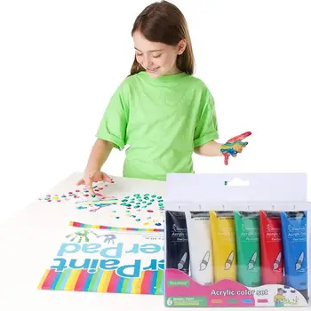 

1 Set Of 6 Colors 30ml Acrylic Paint Set Children's Clothing Fabric Drawing Glass Nail Polish Waterproof Art Supplies