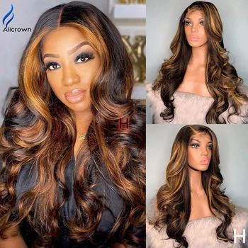 

ALICROWN Lace Front Human Hair Wigs For Women Brazilian 250% Density 360 Lace Frontal Wigs Non-Remy Middle Ration