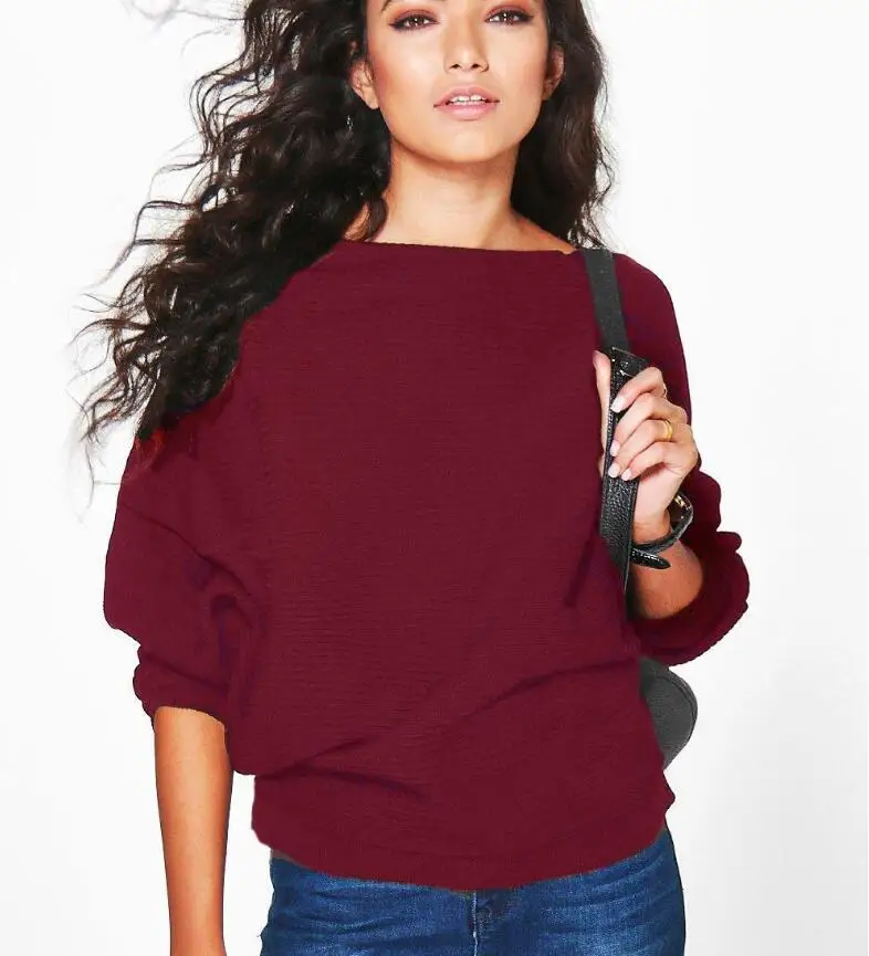 

2020 Autumn and Winter New Fashion Ladies Sweater Women's Comfortable Sleeves Bat Sleeve Knitted Top Fashion Sweater