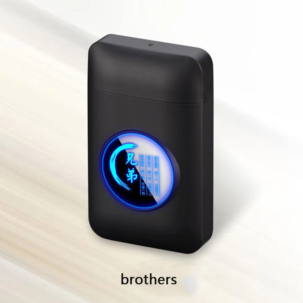 USB Зажигалка и портсигар креативный графический дисплей USB зарядка Ветрозащитный негорящий электронный прикуриватель