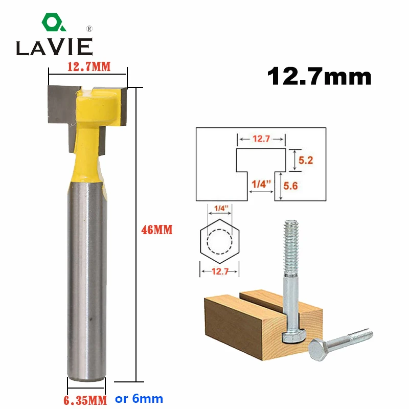 LAVIE 1 шт. 1/4 дюйма 6,35 мм Т-образная фреза с шестигранным болтом и замочной скважиной деревообрабатывающий фреза Концевая фреза MC01025