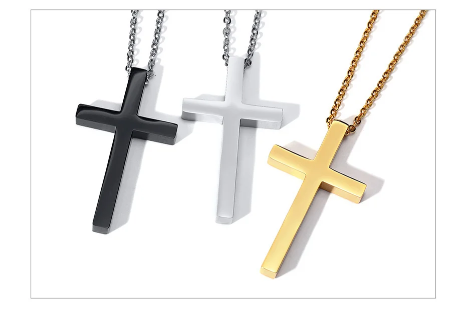 Vnox, простое ожерелье из нержавеющей стали с подвеской в виде Креста для мужчин и женщин, Черное золото, серебро, ювелирное изделие для воротника