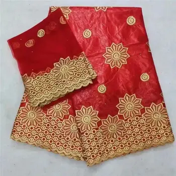 

Unique embroidery Pattern Bazin Riche Lace Fabric 5+2Yards Red High Quality African Nigeria Women And Men Basin Garment Material