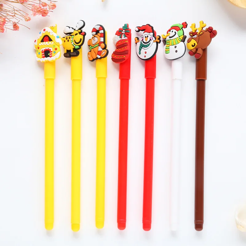 

7 pcs/lot Reindeer Christmas Snowman gel pens Cute 0.5 mm black ink Neutral pen stationery gift school writing supplies