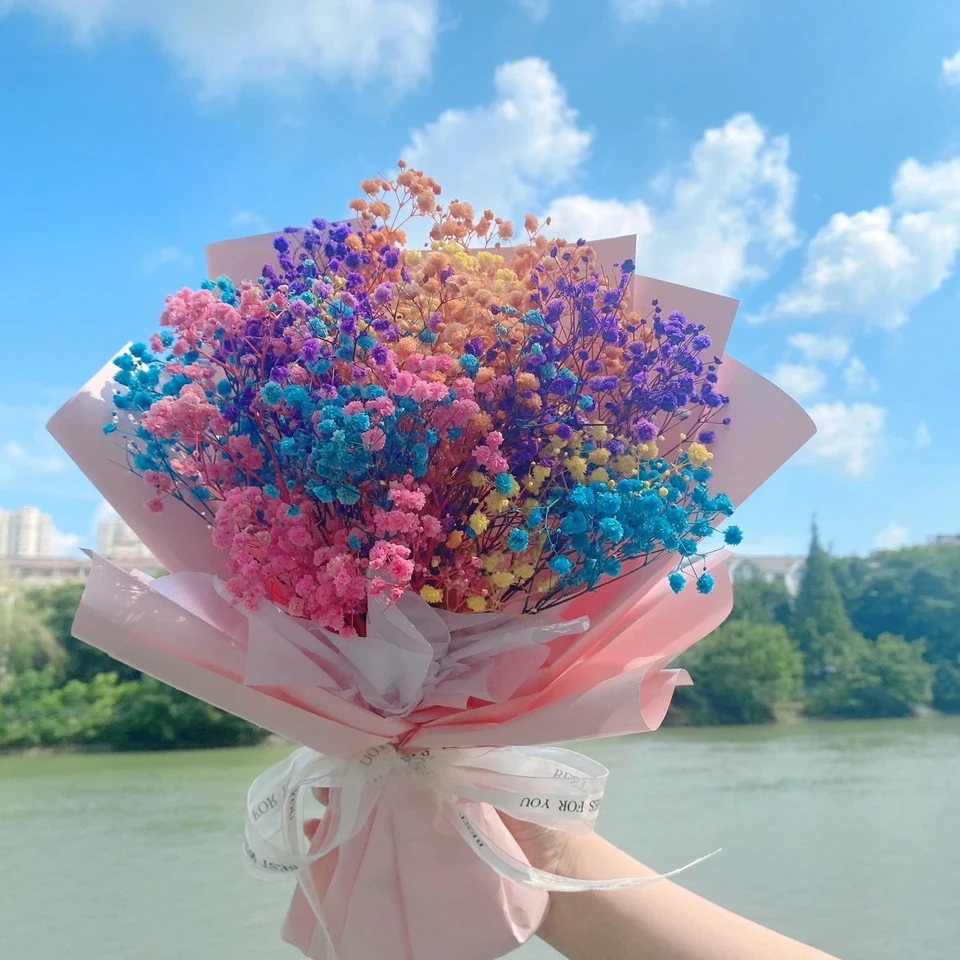 Giant Rainbow Baby Breath Flowers  Same Day Flower Delivery Houston TX,  Dallas TX