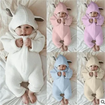

Cute Autumn And Winter Kids Infant Baby Long Sleeve Clothes Animal Baby Girls Boys Jumpsuit Cute Hooded Warm Baby Winter Romper