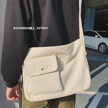 

Hip Hop Canvas Men Shoulder Bag School Korean Minimalist Designer Crossbody Casual Bolsos Para Hombre Sling Bag Men DE50NDJ