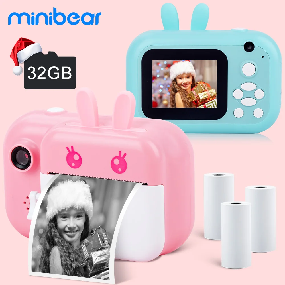 Детская камера Minibear для детей мгновенная 1080P цифровая принт игрушка подарок на