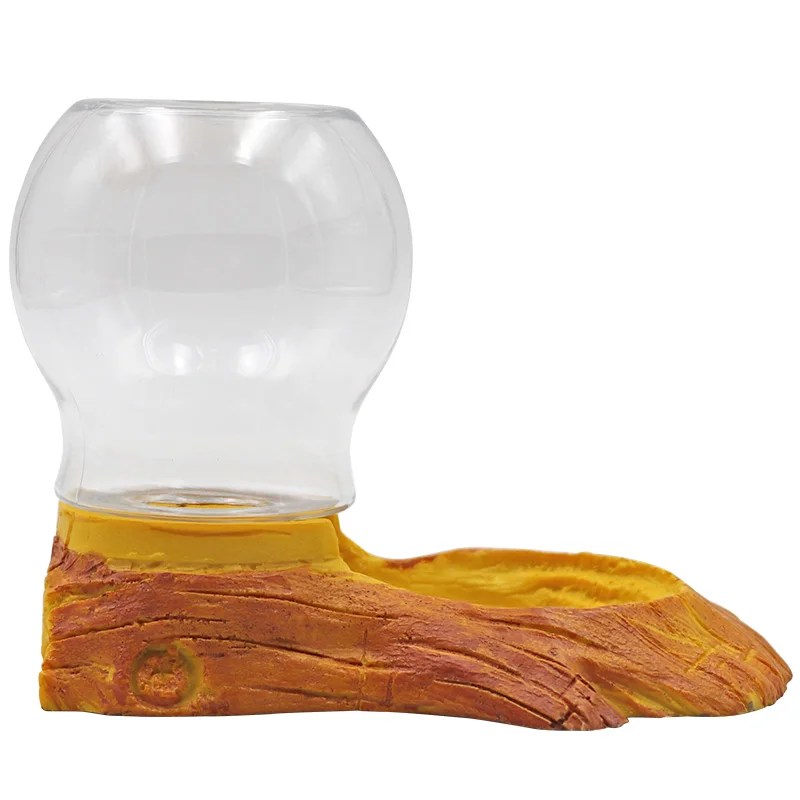 Reptile Amphibian Automatic Waterer Feeder Basin Simulation Tree Bark Turtle Lizard Drinking Bowl Fountains Landscaping