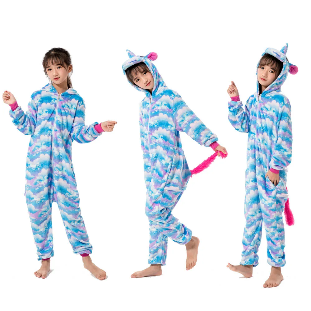 LA37 Фланелевое Одеяло с единорогом; детские пижамы с животными; единорог; Onesie; детские пижамы; комбинезон; пижамы-комбинезоны для детей 4-12 лет - Цвет: LA37