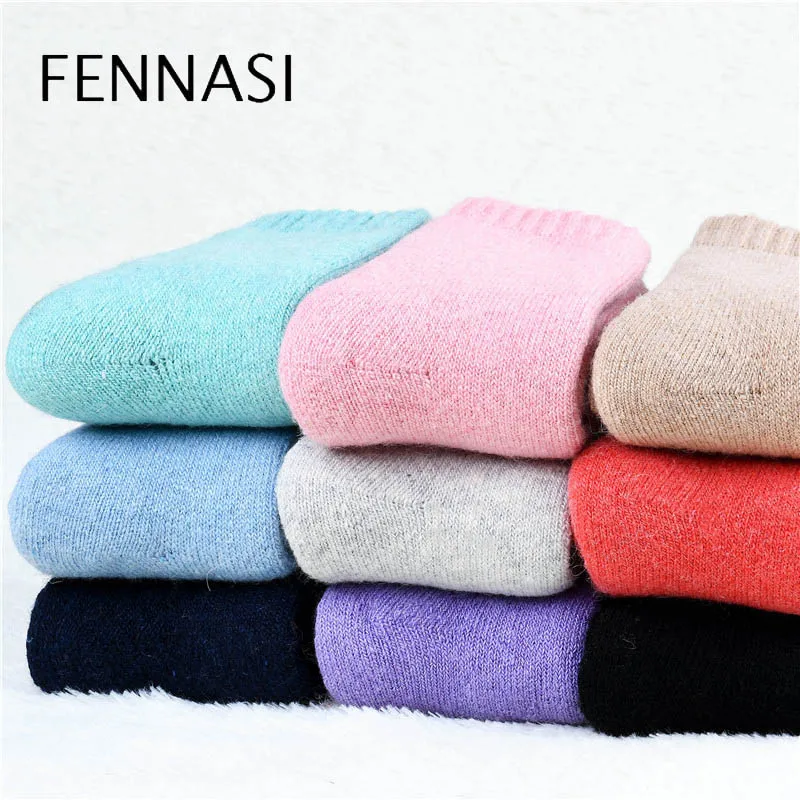 FENNASI/2 пары зимних однотонных толстых очень толстых однотонных носков теплые забавные повседневные зимние носки унисекс шерстяные носки с кроликом