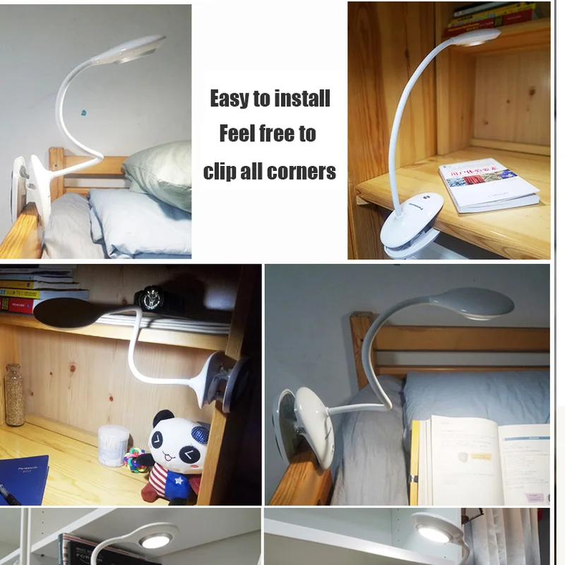  Panasonic Clip Desk Lamp LED Touch Switch 3 Modes Eye Protection Desk Light Dimmer USB Rechargeable - 4000142528284