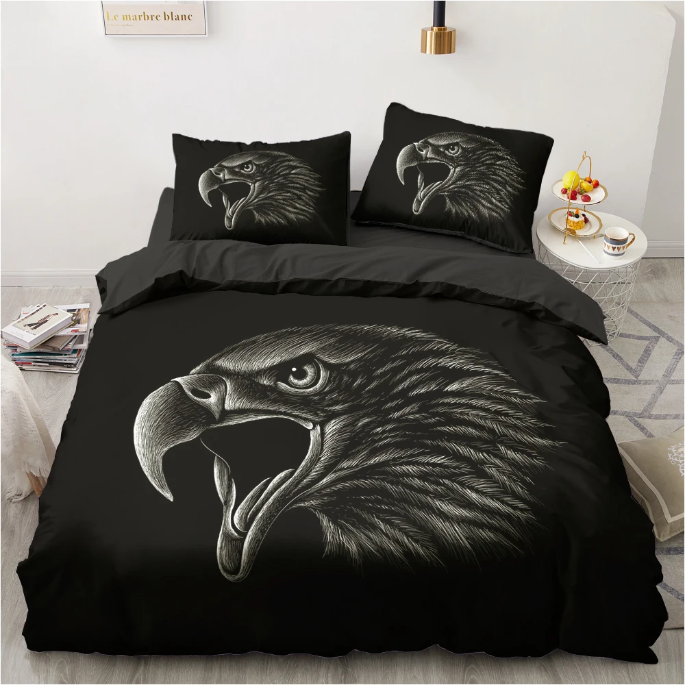 

3D Printed Black And White Animals Eagle Bedding Sets Roclet Astronaut Single Queen Double King Twin Bed For Home Duvet Cover
