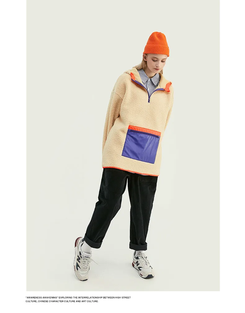 Ouyang&Ivan Father/mather/kid Hoodies Winter New Fashion Thicken Imitation Lambskin Hit Color Family Hooded Fleece Warm Sweater