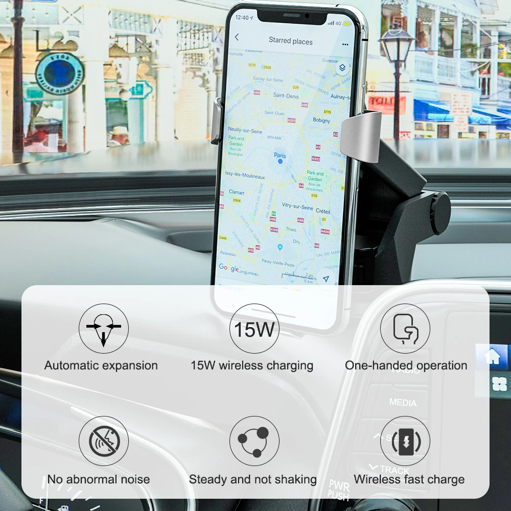 Swalle 15W fast charger car phone holder on dashboard New car holder stand Vehicle-mounted gravity wireless charger for phone