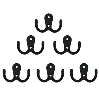 

10pcs 2-Pronged Coat Hooks Wall-mounted 2 Hole Towel Hanger for Coats Hats Clothing(Black)