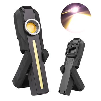 

COB LED Flashlight Work Inspect Torch Light Magnetic Base Adjustable Hook Hanging Light Hook Light USB Charger Headlamp