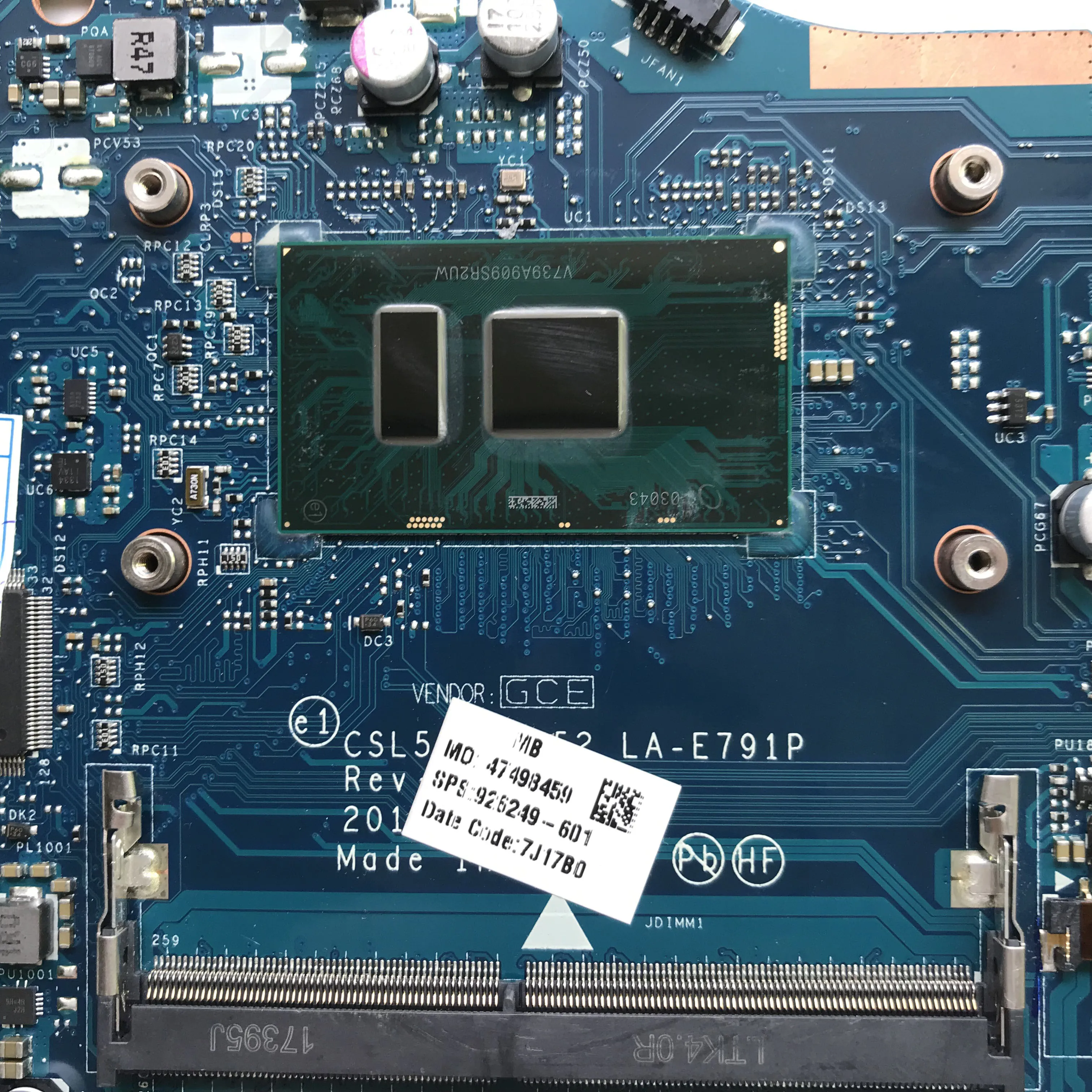 Материнская плата для ноутбука HP 250 G6 15 BS 926249 601 501 001 SR2UW I3 6006U DDR4 100%