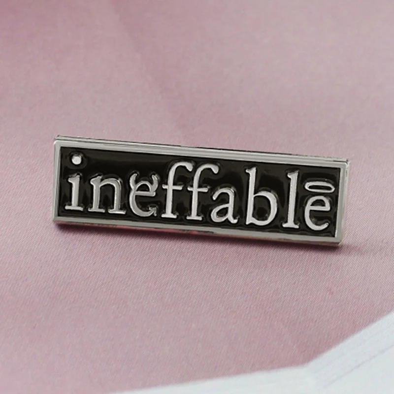 Unique `Ineffable` English Alphabet Jewelry Badge Strip Strip Suit Backpack Sweater Decorative Brooch Gift