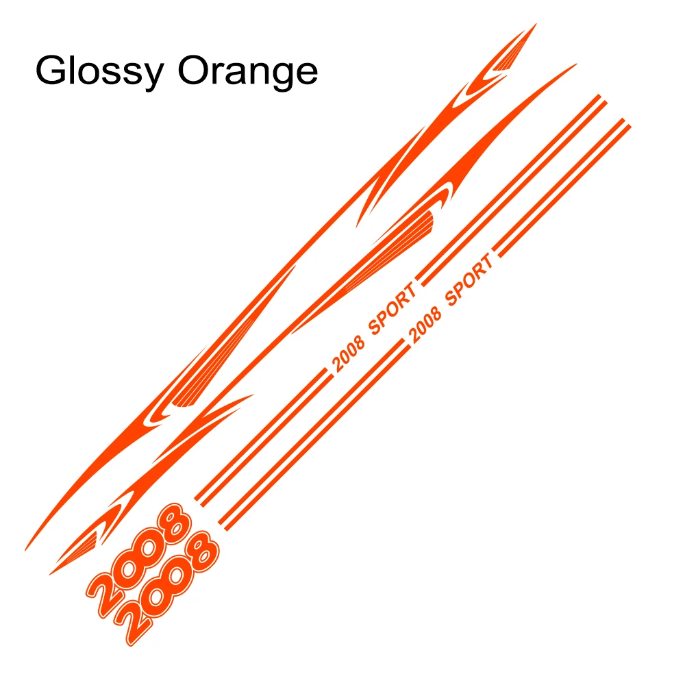 1 Набор, наклейки для автомобиля, боковой двери, юбки для peugeot 2008 3008, светоотражающее виниловое украшение для автоматического кузова, ПВХ наклейки аксессуары для автомобиля - Название цвета: Glossy Orange