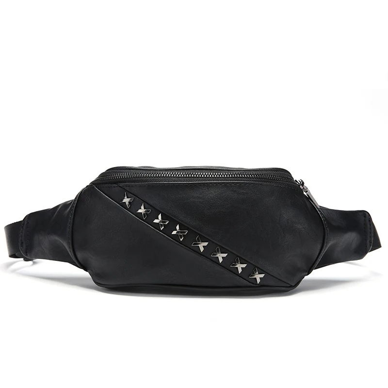 Новая поясная сумка модная мужская нагрудная сумка рюкзак Локомотив стиль хип-Пакет Поясная Сумка из искусственной кожи сумка формы «банан» - Цвет: Black Waist bag