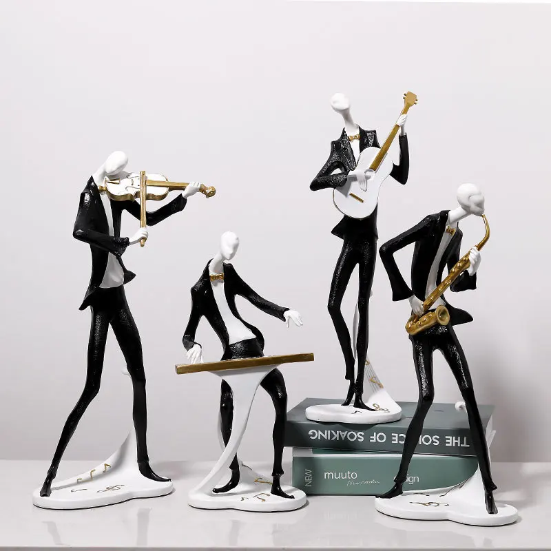 

Nordic Ins Creative Resin Abstract Music Character Sculpture Ornaments Living Room Wine Cabinet Desktop Craft Decor Wedding Gift