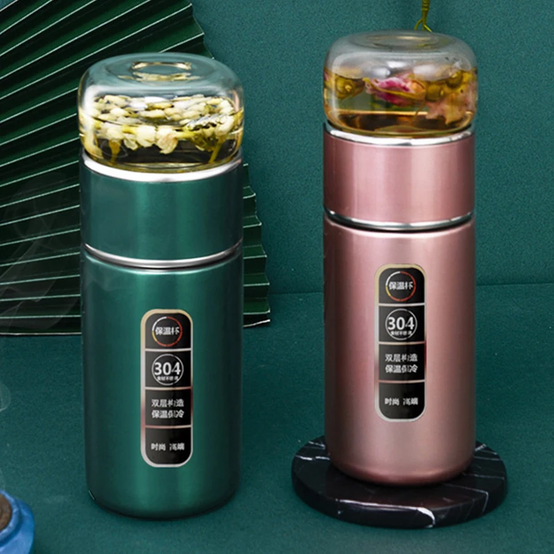 GREEN Thermos Vacuum Flask Tea Water Separation Filter Scented Tea Stainless Steel Thermos Water