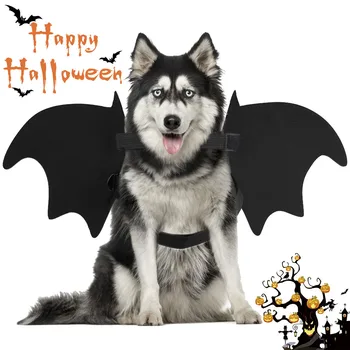 

Animal Pet Dog Kitten Bats Costume with Dog Leash Halloween Cosplay Fancy Dressing Up Interesting Clothes