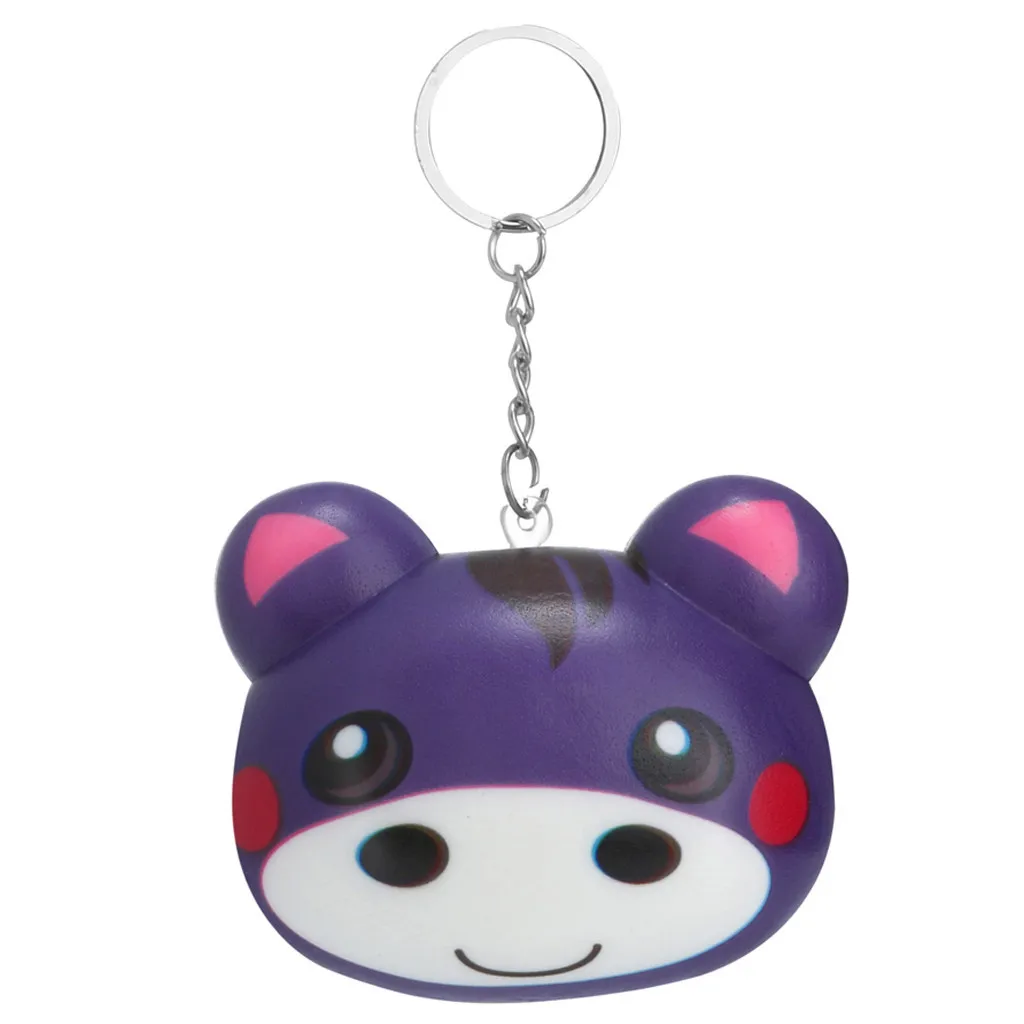 Squishy Toy Soft Slow Rising Animal Face Bread Simulation Bread keychain Stress Reliever Decor Phone Strap Gift #A