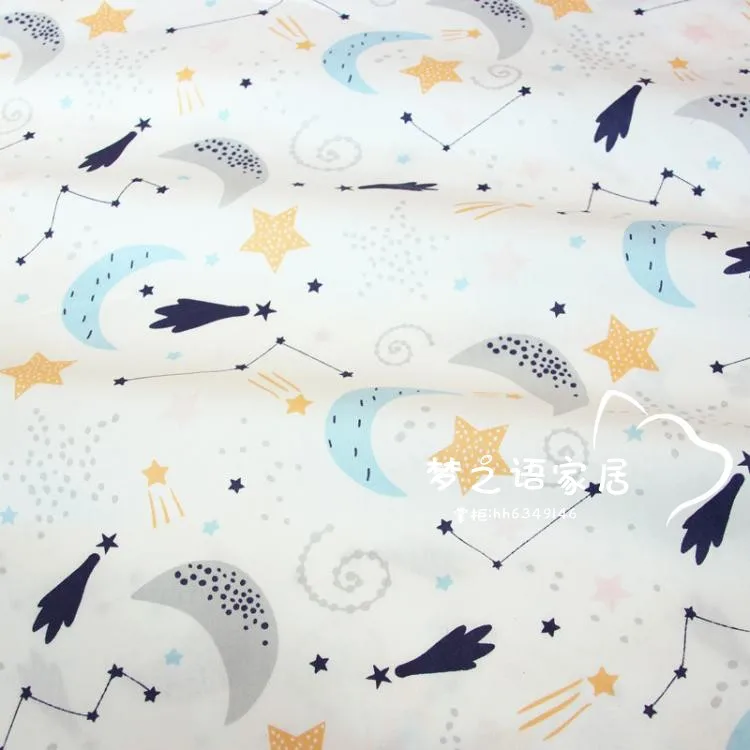 160cm*50cm Cloud MOON cotton fabric DIY bedding quilting apparel dress patchwork fabric kids handwork curtain decor cloth