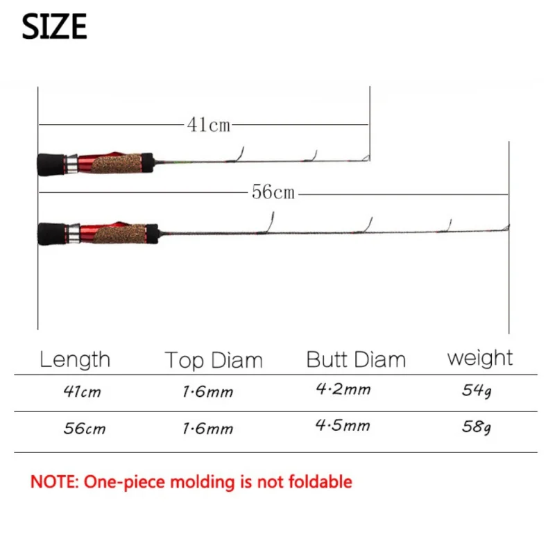 1 шт. 42 см/56 см зимние карбоновые удочки для подледной рыбалки или Рыболовные катушки на выбор удилища для комбинированной рыбалки