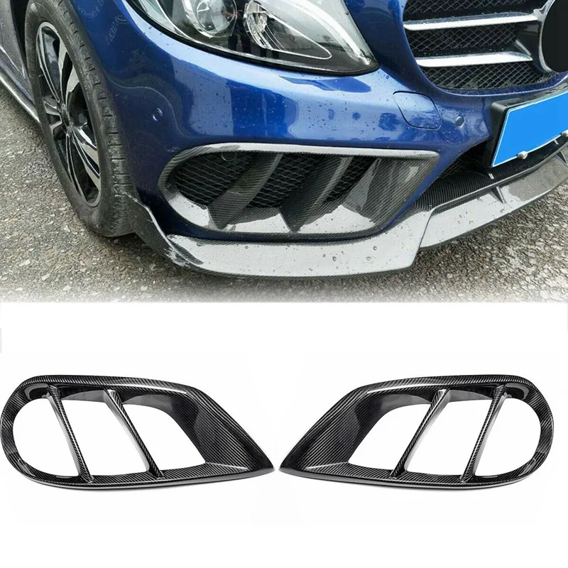 

Carbon Fiber Front Bumper Grill Fog Light Cover Trim for Benz W205 C43 AMG Sport 2015-18
