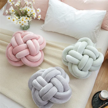 

Handmade Knot Cushion Pillow Europe Style Kids Bed Pillows Knotted Ball Stuffed Toys Children Nursery Room Decor For Girl Gifts
