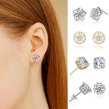 Романтические милые серьги-гвоздики с кристаллами для женщин и девочек AAA+ CZ серьги с цветами и короной и звездами стильные свадебные модные ювелирные изделия KAE092