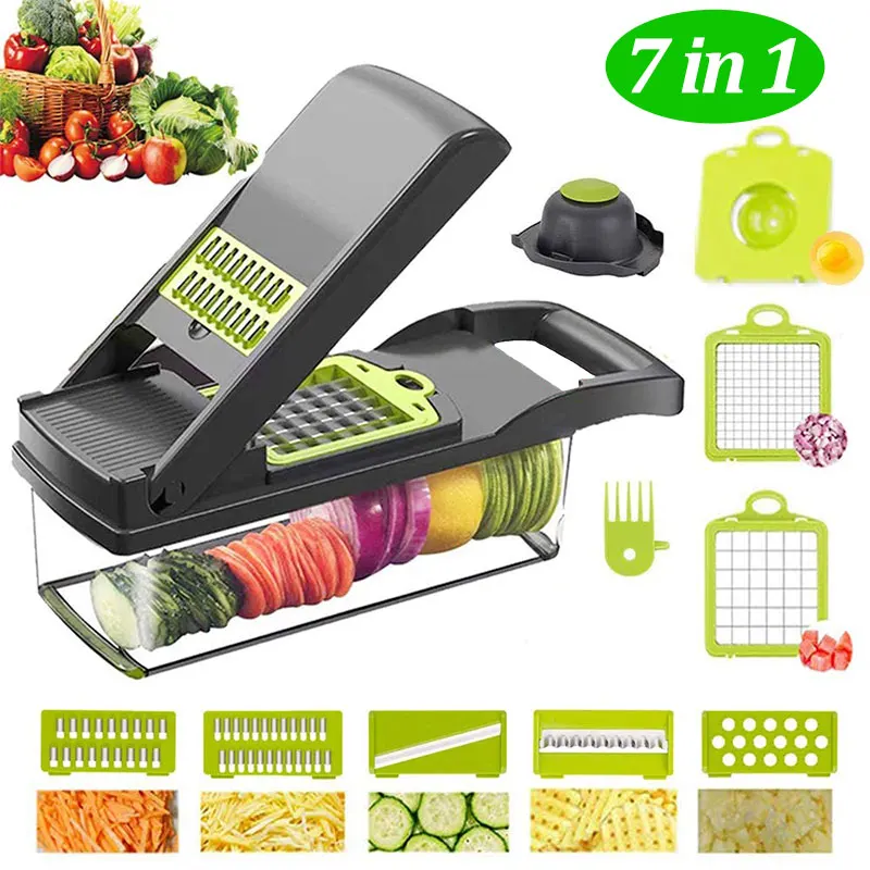 Multifunctional Manual Vegetable Cutter 7Dicing Blades Slicer Cheese Carrot Grater Potato Peeler Kitchen Accessories | Дом и сад