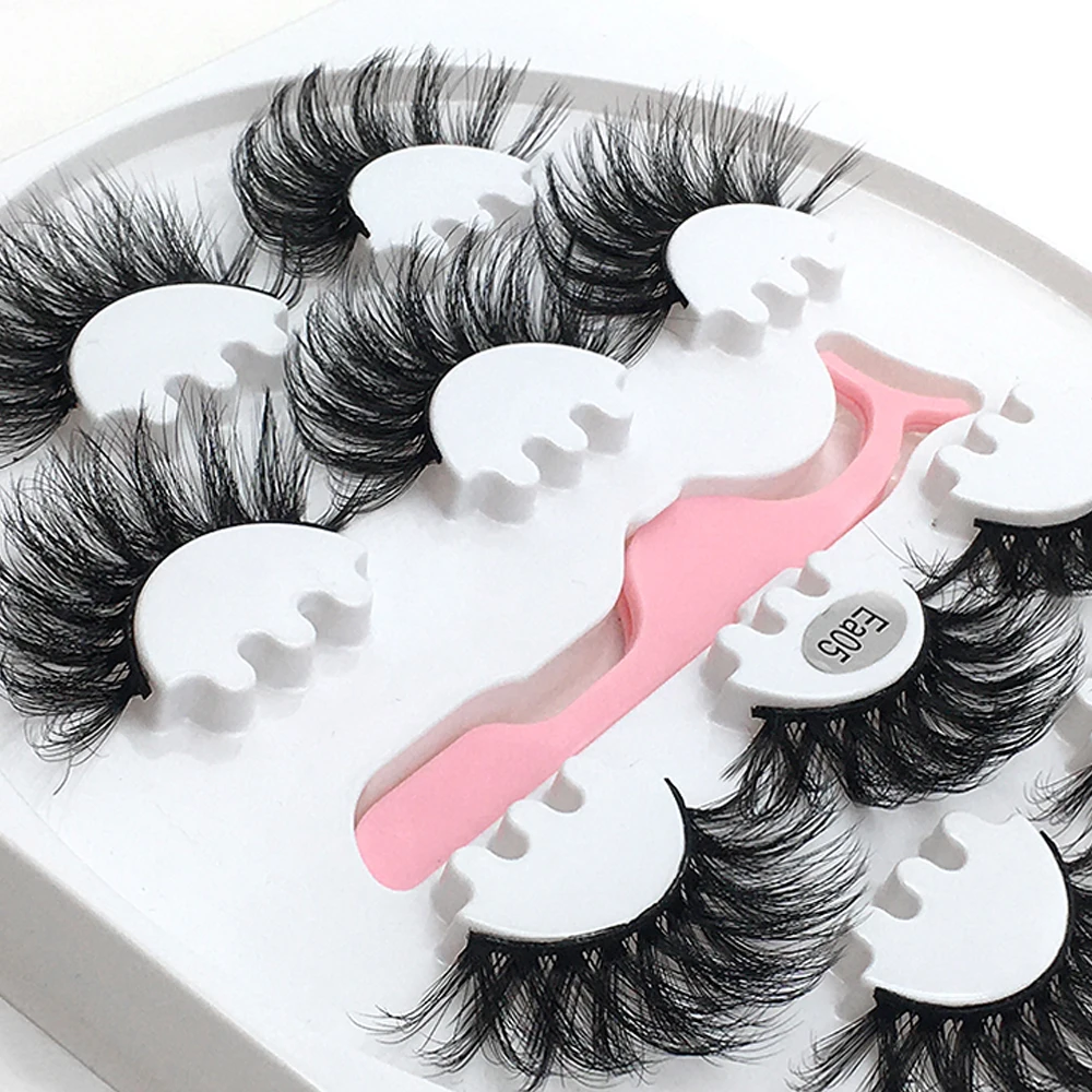 New Hot 6 Pair 3D Mink Lashes Cruelty Free Eyelashes 25mm Lashes Fluffy Messy Natural Long Thick False Eyelashes Extension