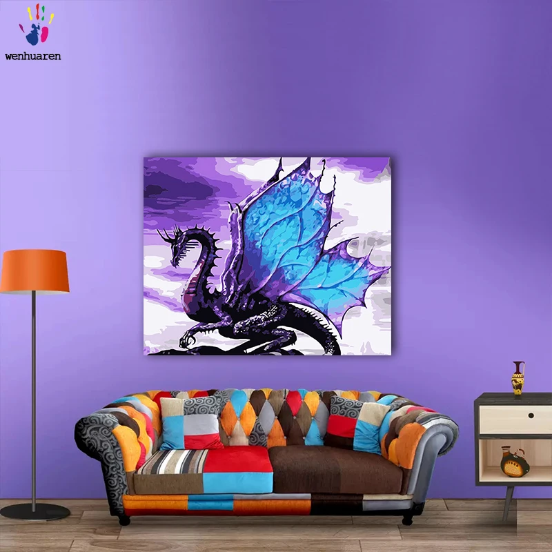 DIY картинки для раскраски по номерам с красочным птерозавром с wingsl картина для рисования по номерам в рамке для дома