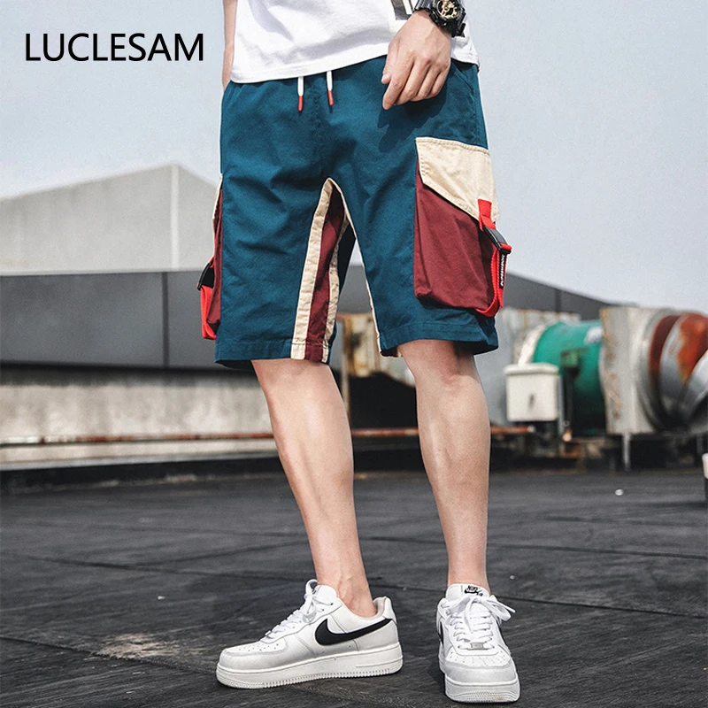 Pantalones cortos informales para hombre, Bermudas masculinas con bolsillos laterales grandes, Color contrastante, la moda, verano, 4XL|Pantalones - AliExpress