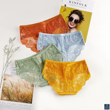 

10 Pcs/LOT Woman Panties Underwear Sexy Lace Breathable Soft Lingerie Female Briefs Panty Sexy Transparent NJR Q336