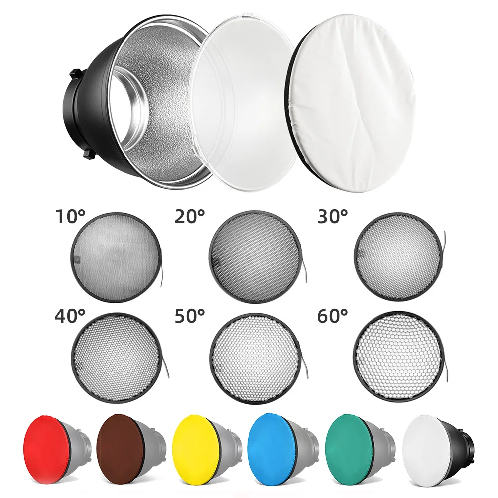 Refletor Padrão de Montagem Bowens Refletor Abajur com Grade de Favo de Mel para Fotografia Estúdio de Luz Estroboscópica e Difusor