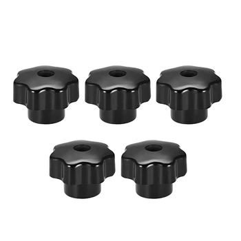 

uxcell 5 Pcs Star Knob Grip Handle M6/M8/M10 Diameter Brass Insert Bakelite Female Thread Black Easy Installtion