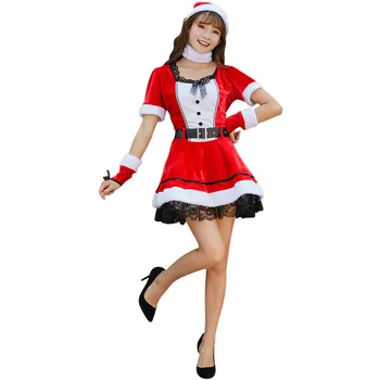 

Women Short Sleeve Fuzzy Patchwork Christmas Costumes Dress Sexy Party Dress Casual Dress Vestidos Female Summer Streetwear