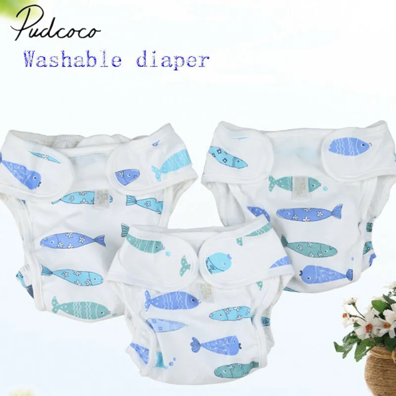 

2019 Baby Diaper Pant Baby Waterproof Breathable Cotton Cloth Diaper Reusable Training Pants Animals Print Cloth Bottoms New