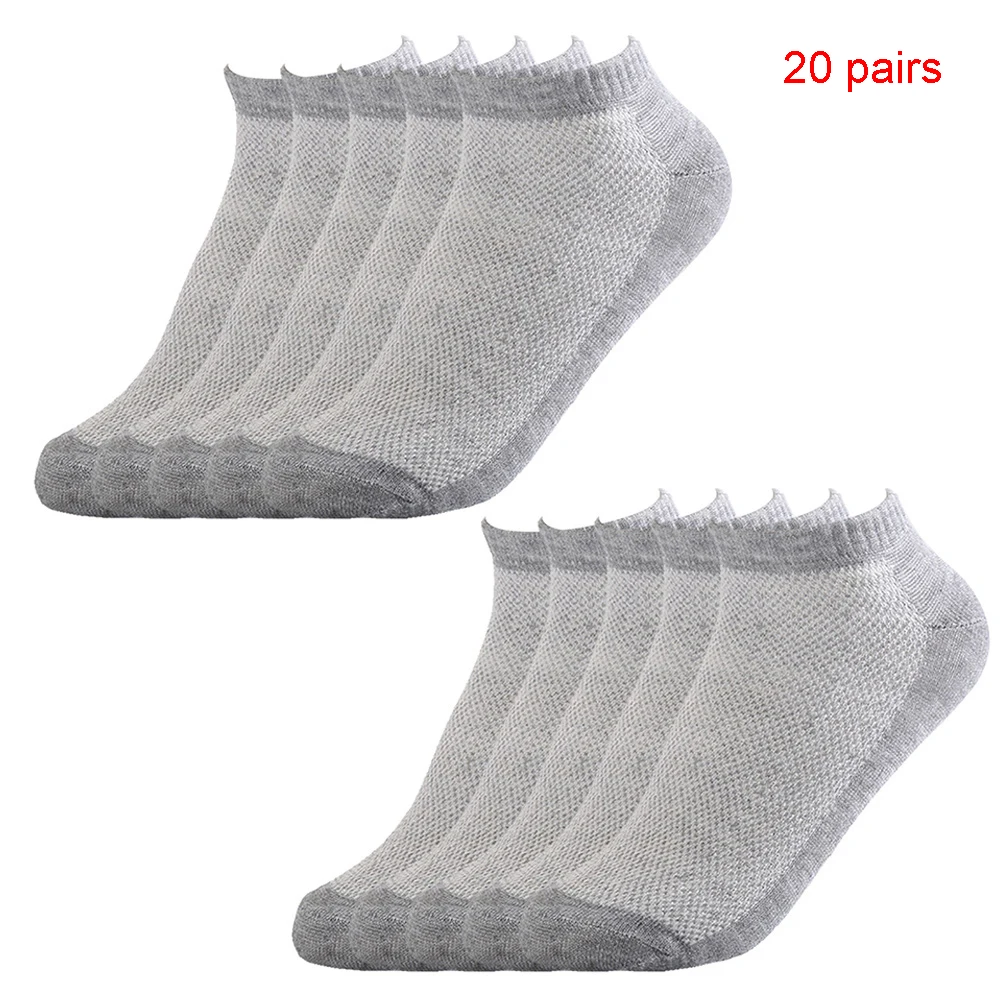 Gray 20pair Мужские мягкие носки для баскетбола, спортивные, повседневные, весенние, дышащие, для верховой езды, с низким вырезом, летние, для фитнеса - Цвет: Gray 20pair
