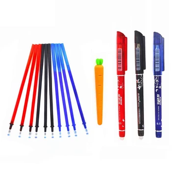 

12Pcs/lot Erasable Gel Pen Refill Rod Eraser Set 0.5mm Blue Black Red Ink Erasable Pen for School Office Stationery